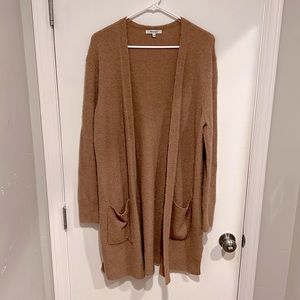 Madewell cozy walker cardigan in camel brown